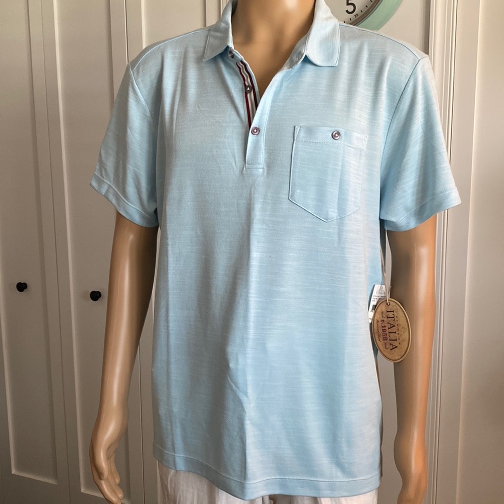 Vintage Italia MWT - Men’s pullover shirt. Sz L. Sky Blue, super soft.